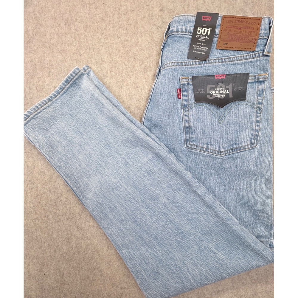 Levi's 501 Original Cropped Jeans Women 30 Light Wash High Rise Straight Leg